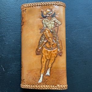 Leather vintage tooled wallet